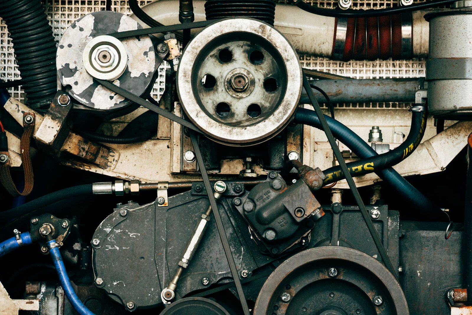 Manutenção de motor de máquina rodoviária